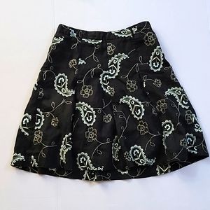 Grace Essentials Linen Pleated Skirt Embroidered Zip Women's 10